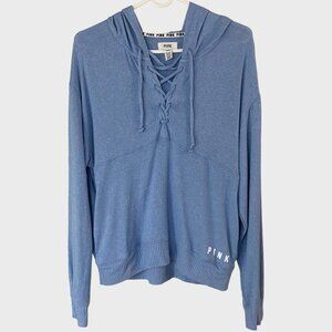 Victoria's Secret Pink Lace-Up Hoodie Sweatshirt Women's Extra Small Lightweight